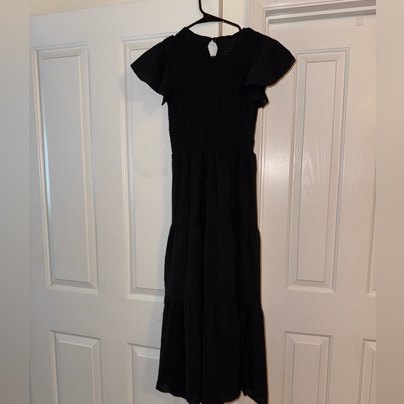 Black smocked/tiered midi dress, size M - Picture 6 of 6